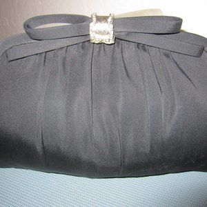 Black Evening Bag with Silver Closure & Bow by After Five